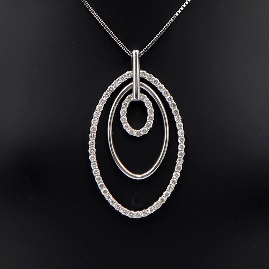 K18WGダイヤペンダントネックレス　D0.70ct　ネック長さ:44cm　重量4.96ｇ(石の重量を含む) (中古)