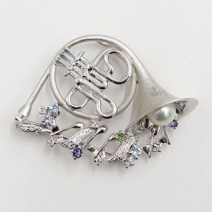 K18WGマルチ石ペンダントブローチ　D0.15ct　重量9.65ｇ(石の重量含む)　レディース（中古）