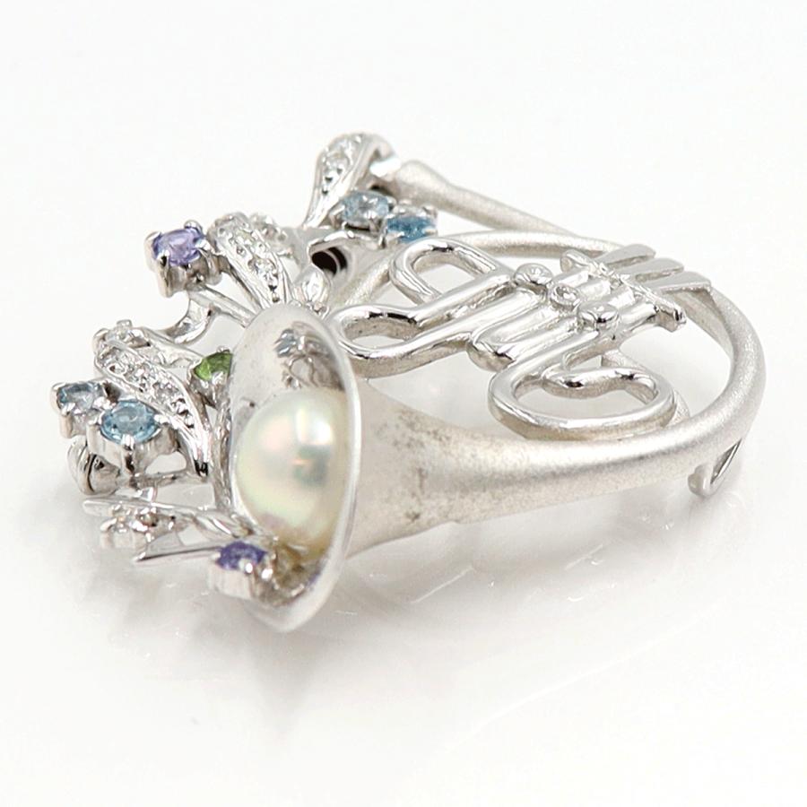 K18WGマルチ石ペンダントブローチ　D0.15ct　重量9.65ｇ(石の重量含む)　レディース（中古）