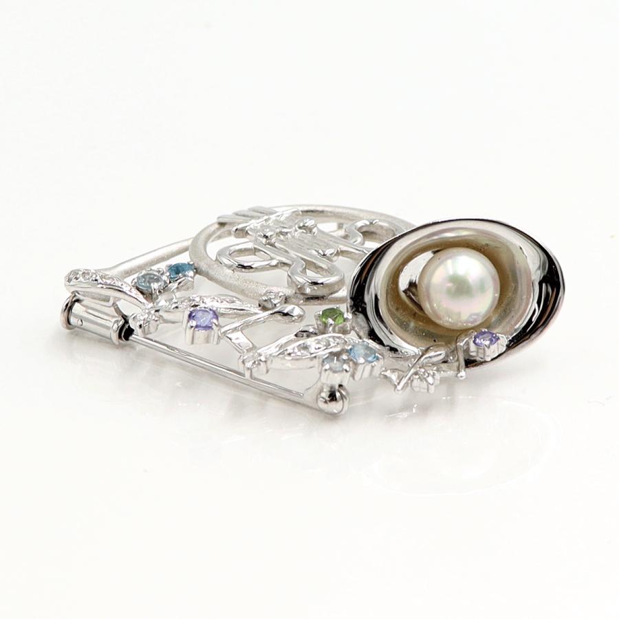 K18WGマルチ石ペンダントブローチ　D0.15ct　重量9.65ｇ(石の重量含む)　レディース（中古）