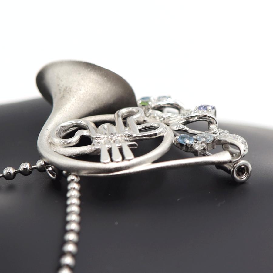 K18WGマルチ石ペンダントブローチ　D0.15ct　重量9.65ｇ(石の重量含む)　レディース（中古）