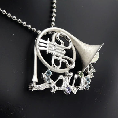 K18WGマルチ石ペンダントブローチ　D0.15ct　重量9.65ｇ(石の重量含む)　レディース（中古）