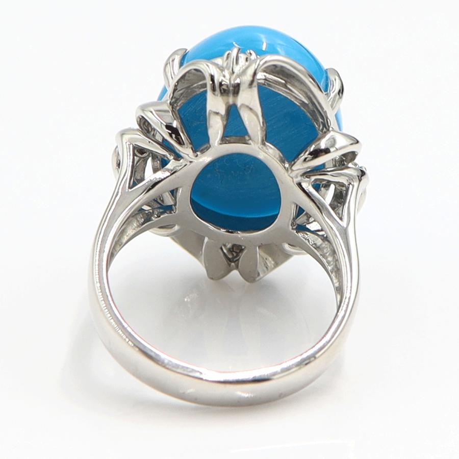 Pt900トルコ石ダイヤモンドリング　D0.07ct　リングサイズ13号　重量15.05ｇ(石の重量含む)　レディース（中古）