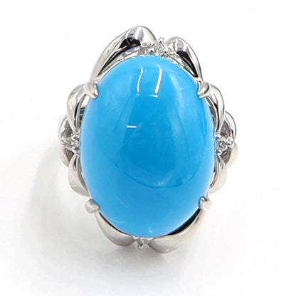 Pt900トルコ石ダイヤモンドリング　D0.07ct　リングサイズ13号　重量15.05ｇ(石の重量含む)　レディース（中古）