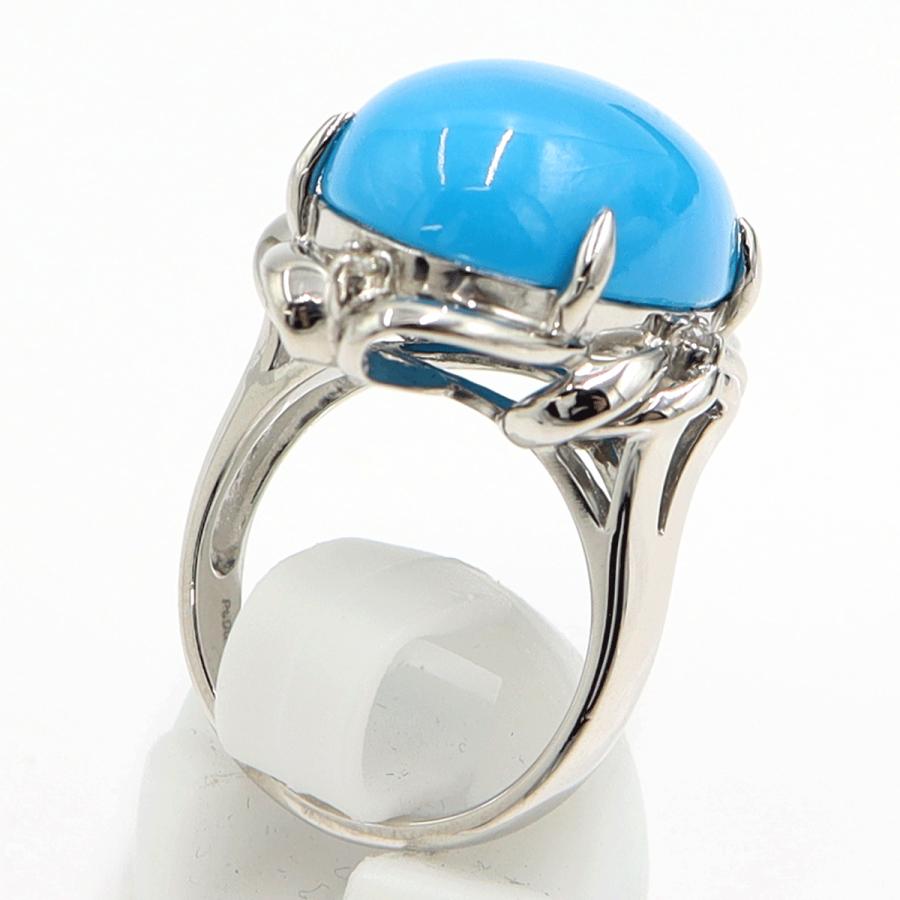 Pt900トルコ石ダイヤモンドリング　D0.07ct　リングサイズ13号　重量15.05ｇ(石の重量含む)　レディース（中古）