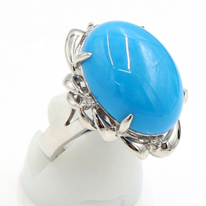 Pt900トルコ石ダイヤモンドリング　D0.07ct　リングサイズ13号　重量15.05ｇ(石の重量含む)　レディース（中古）