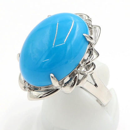 Pt900トルコ石ダイヤモンドリング　D0.07ct　リングサイズ13号　重量15.05ｇ(石の重量含む)　レディース（中古）