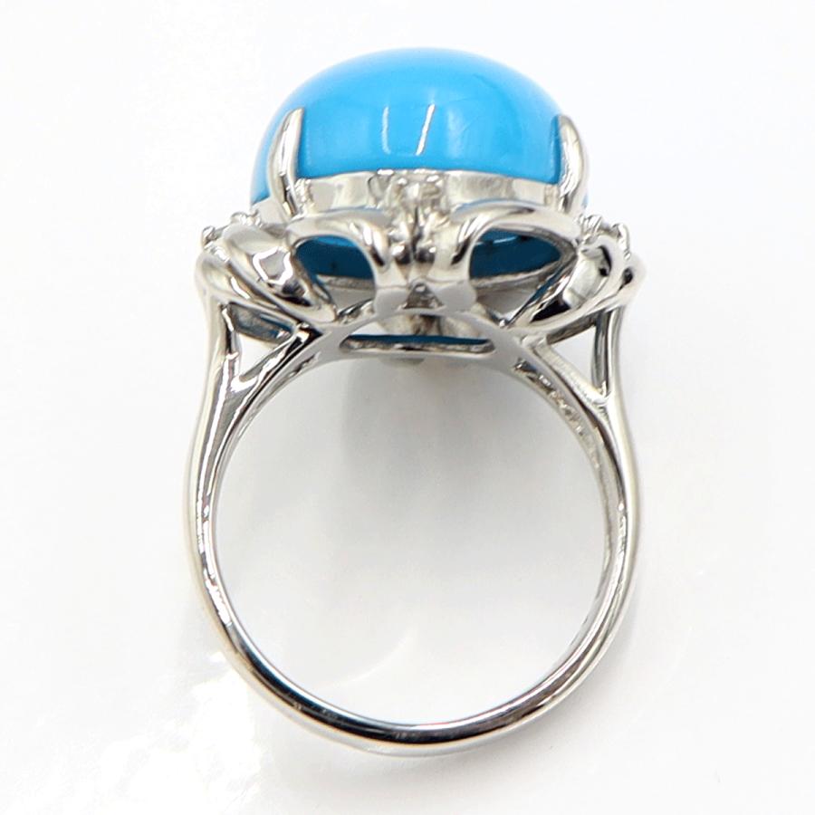 Pt900トルコ石ダイヤモンドリング　D0.07ct　リングサイズ13号　重量15.05ｇ(石の重量含む)　レディース（中古）