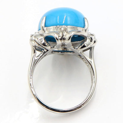 Pt900トルコ石ダイヤモンドリング　D0.07ct　リングサイズ13号　重量15.05ｇ(石の重量含む)　レディース（中古）