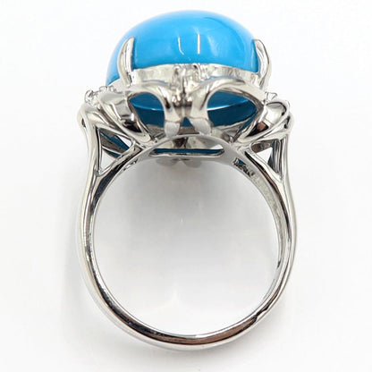 Pt900トルコ石ダイヤモンドリング　D0.07ct　リングサイズ13号　重量15.05ｇ(石の重量含む)　レディース（中古）