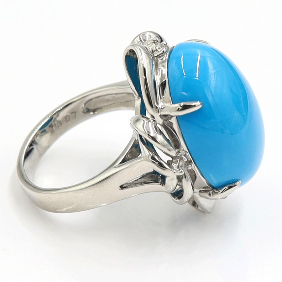 Pt900トルコ石ダイヤモンドリング　D0.07ct　リングサイズ13号　重量15.05ｇ(石の重量含む)　レディース（中古）