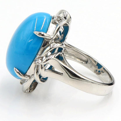 Pt900トルコ石ダイヤモンドリング　D0.07ct　リングサイズ13号　重量15.05ｇ(石の重量含む)　レディース（中古）