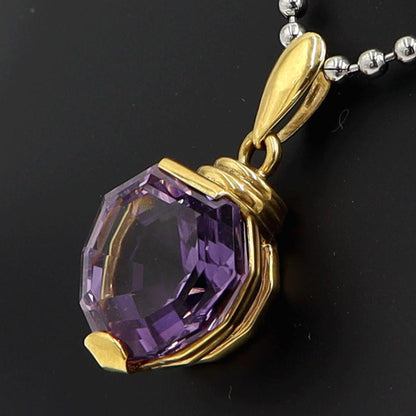 K18アメジストペンダントトップ　重量3.84ｇ(石の重量含む)　レディース（中古）