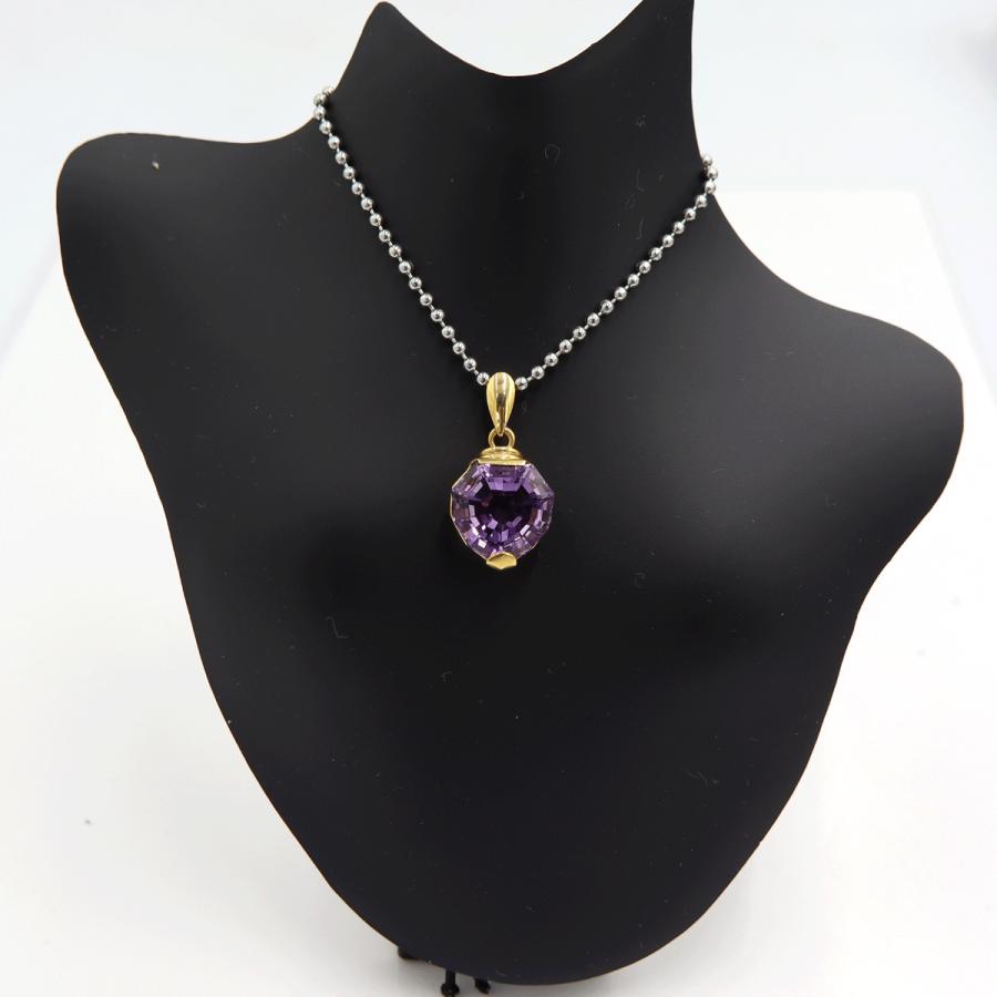 K18アメジストペンダントトップ　重量3.84ｇ(石の重量含む)　レディース（中古）