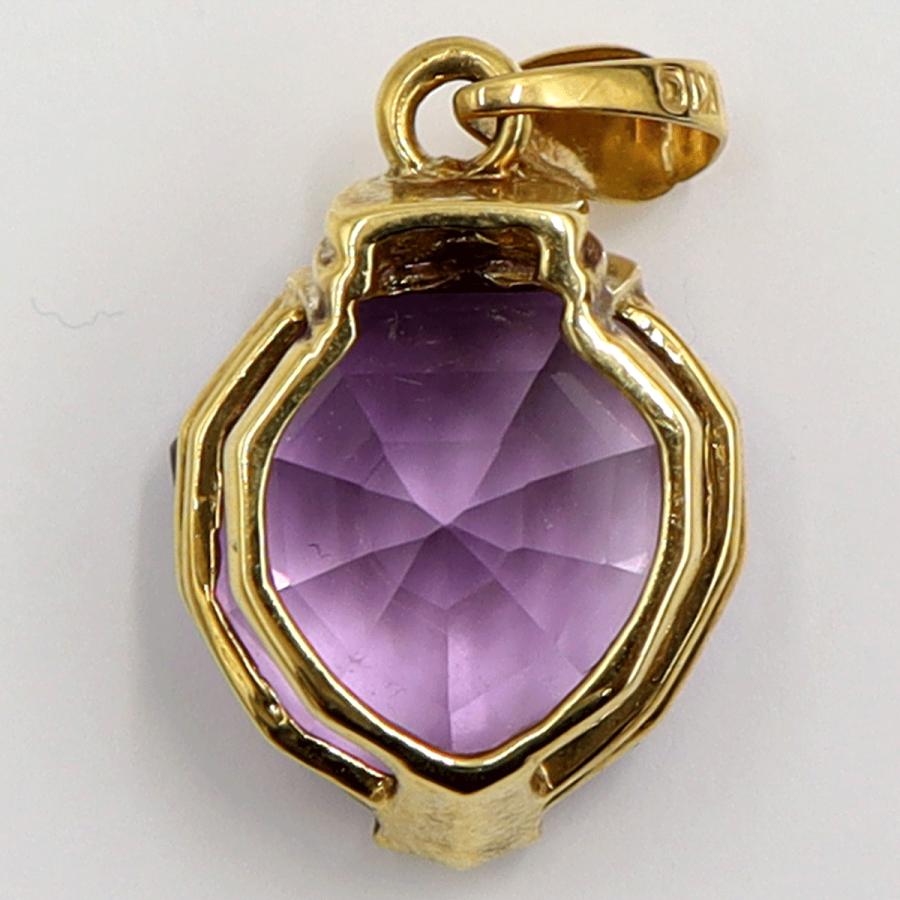 K18アメジストペンダントトップ　重量3.84ｇ(石の重量含む)　レディース（中古）