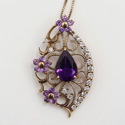 K18PGアメジストネックレス　A1.44ct　D0.21ct　ネックレス長さ約44cm　重量4.55ｇ(石の重量含む) レディース（中古）