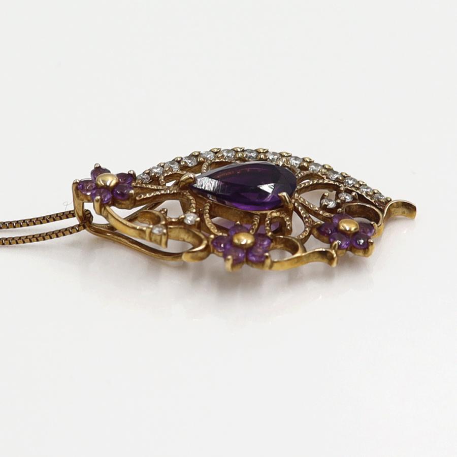 K18PGアメジストネックレス　A1.44ct　D0.21ct　ネックレス長さ約44cm　重量4.55ｇ(石の重量含む) レディース（中古）