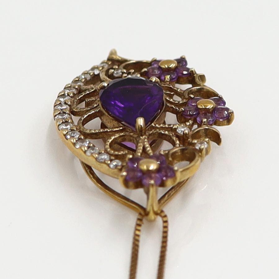 K18PGアメジストネックレス　A1.44ct　D0.21ct　ネックレス長さ約44cm　重量4.55ｇ(石の重量含む) レディース（中古）