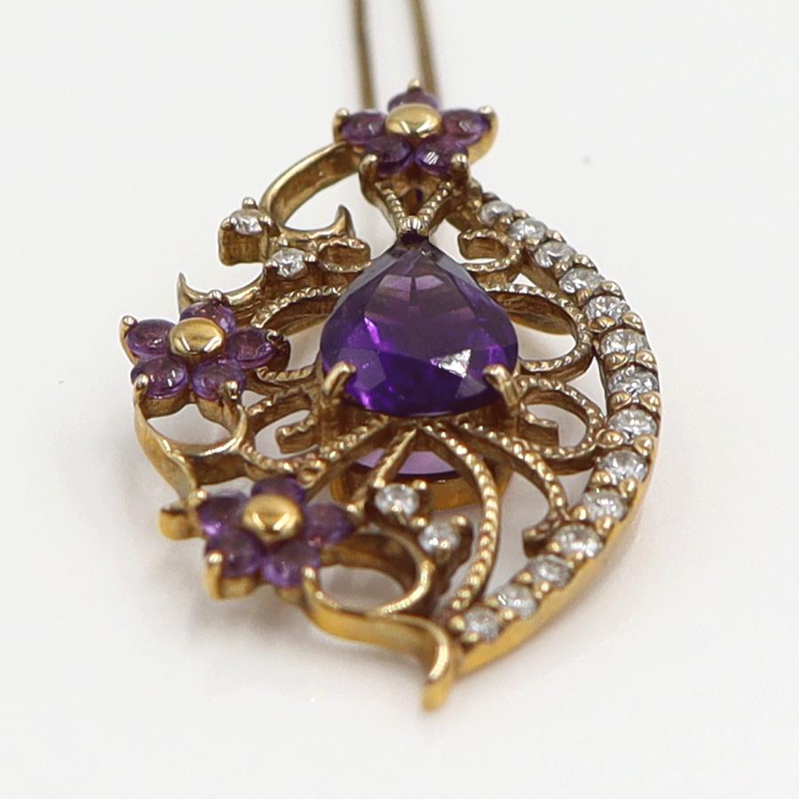 K18PGアメジストネックレス　A1.44ct　D0.21ct　ネックレス長さ約44cm　重量4.55ｇ(石の重量含む) レディース（中古）