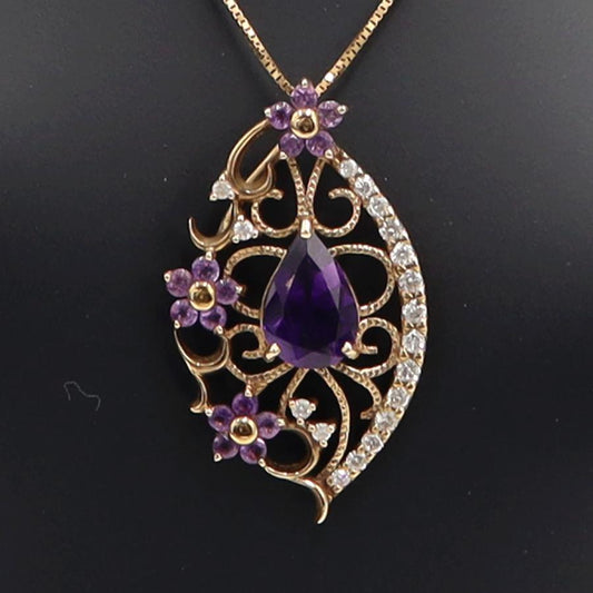 K18PGアメジストネックレス　A1.44ct　D0.21ct　ネックレス長さ約44cm　重量4.55ｇ(石の重量含む) レディース（中古）