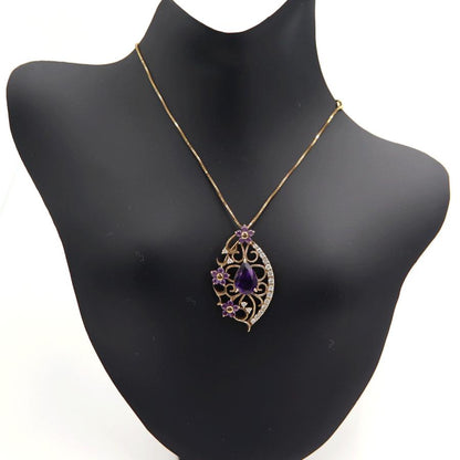 K18PGアメジストネックレス　A1.44ct　D0.21ct　ネックレス長さ約44cm　重量4.55ｇ(石の重量含む) レディース（中古）