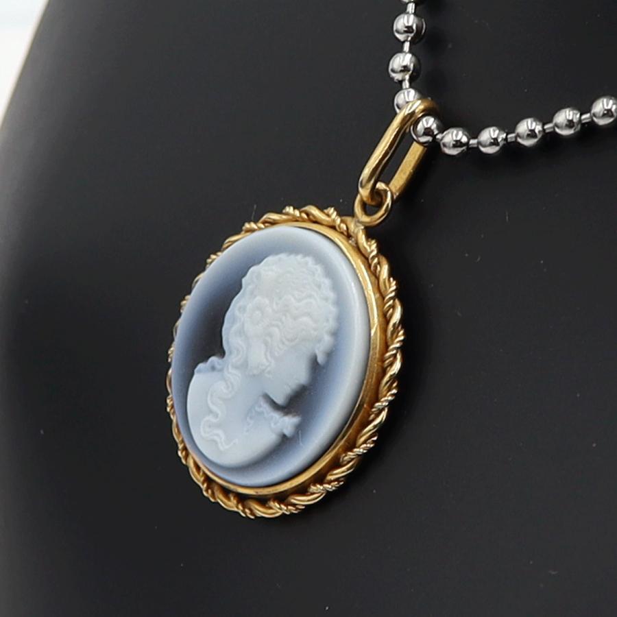 K18枠メノウカメオペンダントトップ　重量2.48ｇ　レディース（中古）