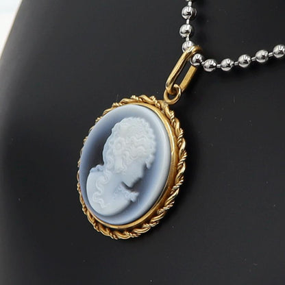 K18枠メノウカメオペンダントトップ　重量2.48ｇ　レディース（中古）