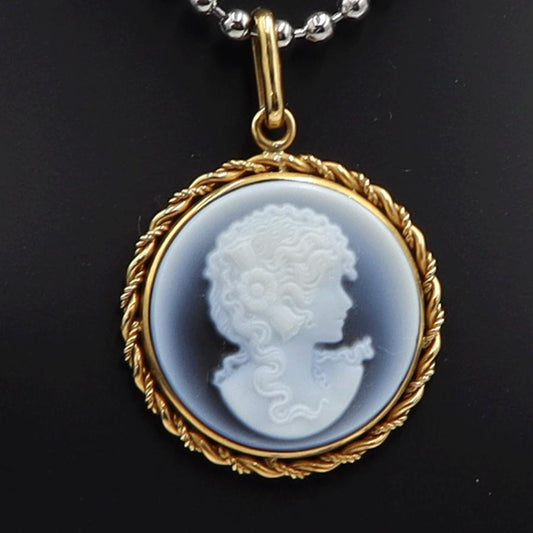 K18枠メノウカメオペンダントトップ　重量2.48ｇ　レディース（中古）