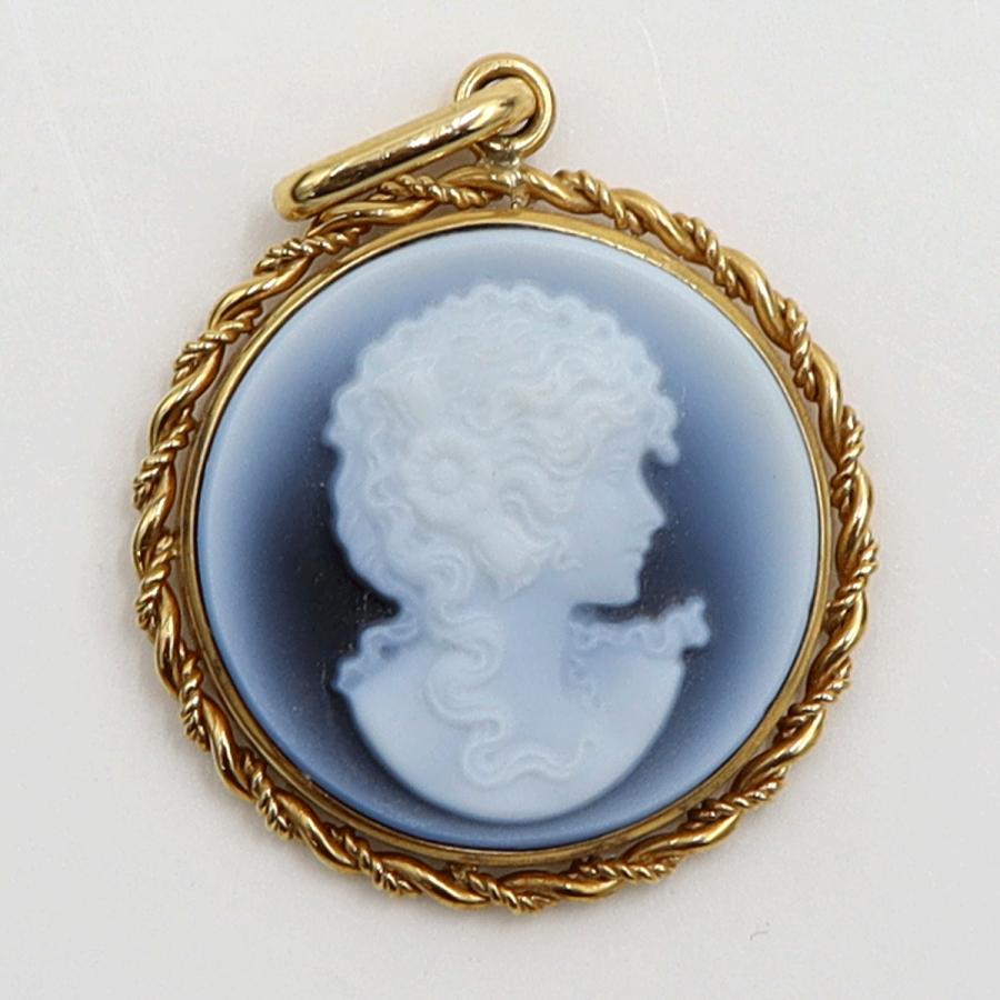 K18枠メノウカメオペンダントトップ　重量2.48ｇ　レディース（中古）