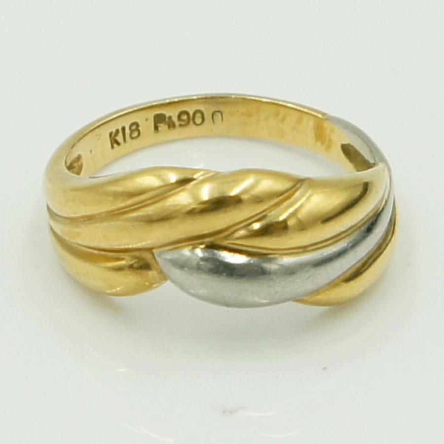 K18/Pt900ファッションリング　リングサイズ7号　重量2.98g　レディース（中古）