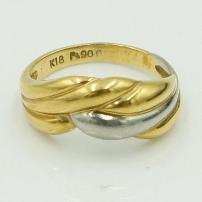 K18/Pt900ファッションリング　リングサイズ7号　重量2.98g　レディース（中古）