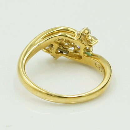 K18ダイヤモンドリング「フラワー」　D0.30ct　リングサイズ8号　重量3.49ｇ(石の重量含む)（中古）