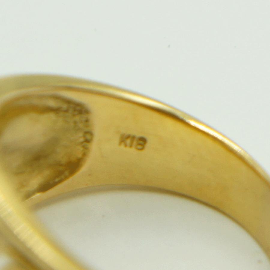 K18ファッションリング「リーフ・葉っぱ」リング15号　重量7.09g　レディース（中古）