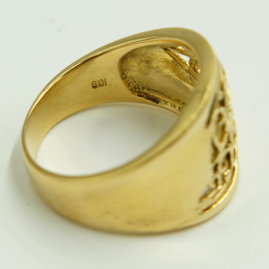 K18ファッションリング「リーフ・葉っぱ」リング15号　重量7.09g　レディース（中古）