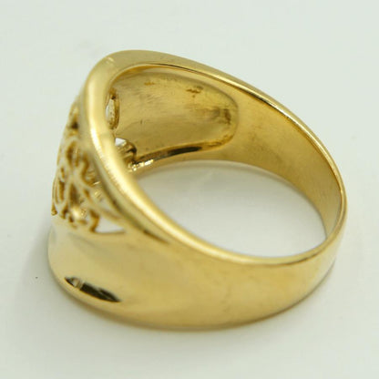 K18ファッションリング「リーフ・葉っぱ」リング15号　重量7.09g　レディース（中古）