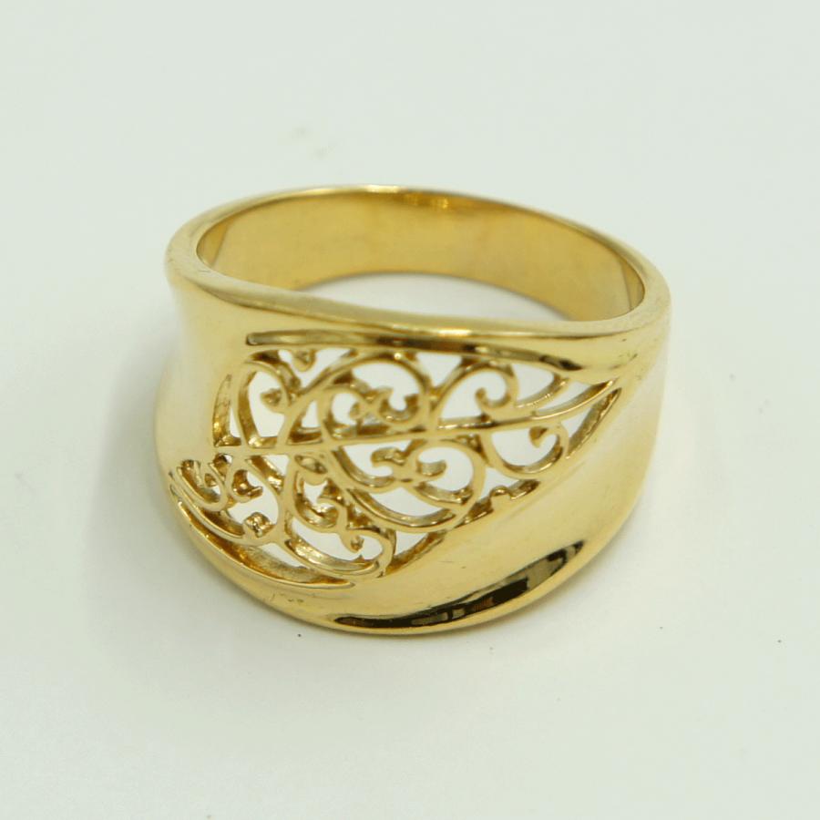 K18ファッションリング「リーフ・葉っぱ」リング15号　重量7.09g　レディース（中古）