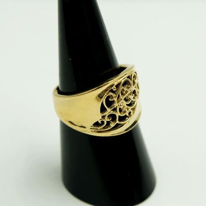 K18ファッションリング「リーフ・葉っぱ」リング15号　重量7.09g　レディース（中古）