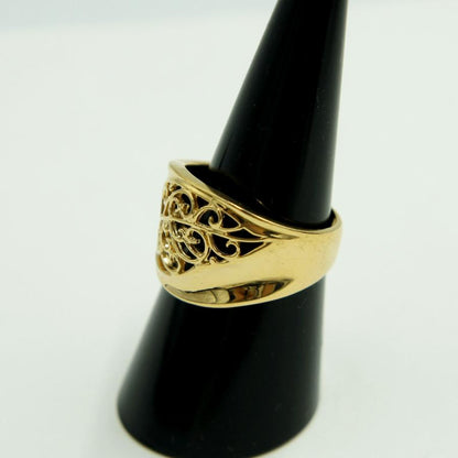 K18ファッションリング「リーフ・葉っぱ」リング15号　重量7.09g　レディース（中古）