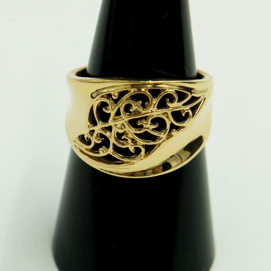 K18ファッションリング「リーフ・葉っぱ」リング15号　重量7.09g　レディース（中古）