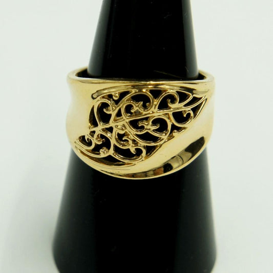 K18ファッションリング「リーフ・葉っぱ」リング15号　重量7.09g　レディース（中古）