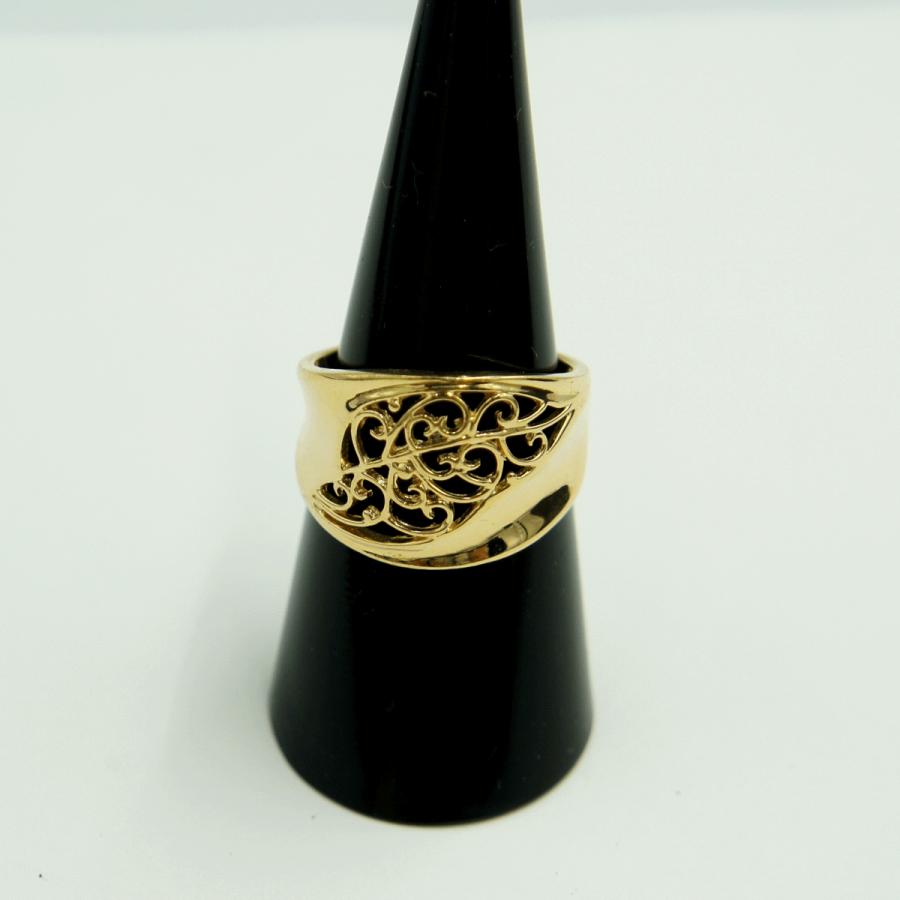 K18ファッションリング「リーフ・葉っぱ」リング15号　重量7.09g　レディース（中古）