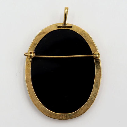 K18枠メノウカメオペンダントブローチ　重量11.15ｇ　レディース（中古）