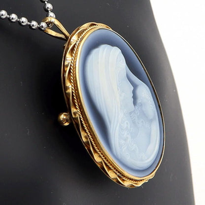 K18枠メノウカメオペンダントブローチ　重量11.15ｇ　レディース（中古）