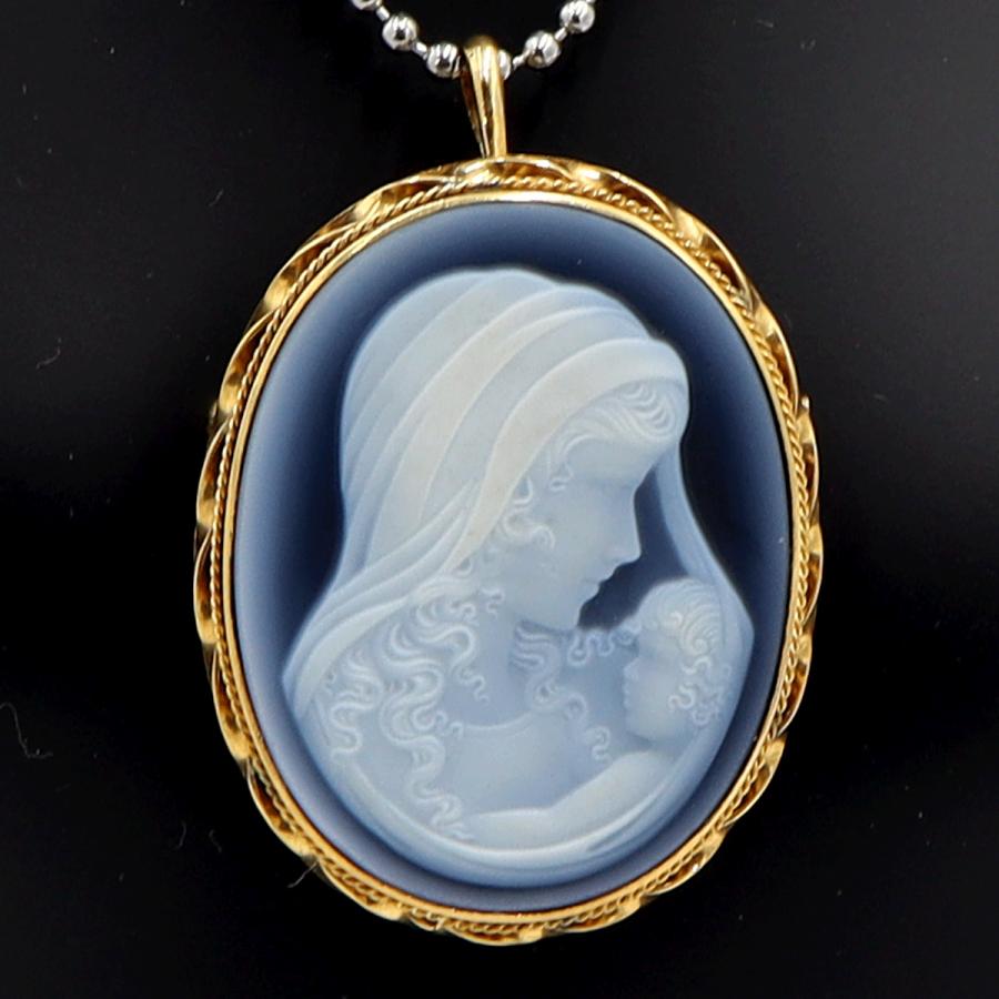 K18枠メノウカメオペンダントブローチ　重量11.15ｇ　レディース（中古）