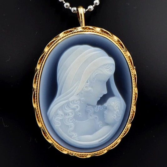 K18枠メノウカメオペンダントブローチ　重量11.15ｇ　レディース（中古）