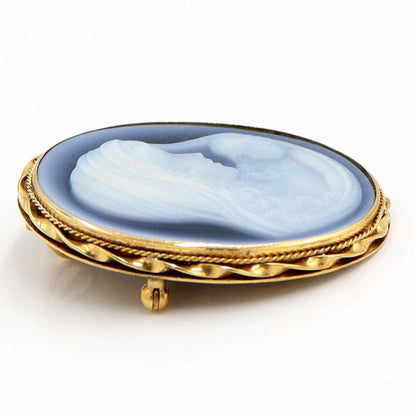 K18枠メノウカメオペンダントブローチ　重量11.15ｇ　レディース（中古）