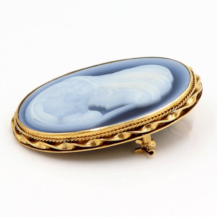 K18枠メノウカメオペンダントブローチ　重量11.15ｇ　レディース（中古）