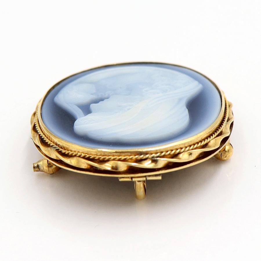 K18枠メノウカメオペンダントブローチ　重量11.15ｇ　レディース（中古）