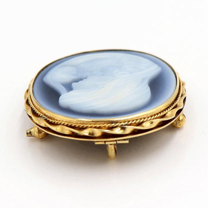 K18枠メノウカメオペンダントブローチ　重量11.15ｇ　レディース（中古）