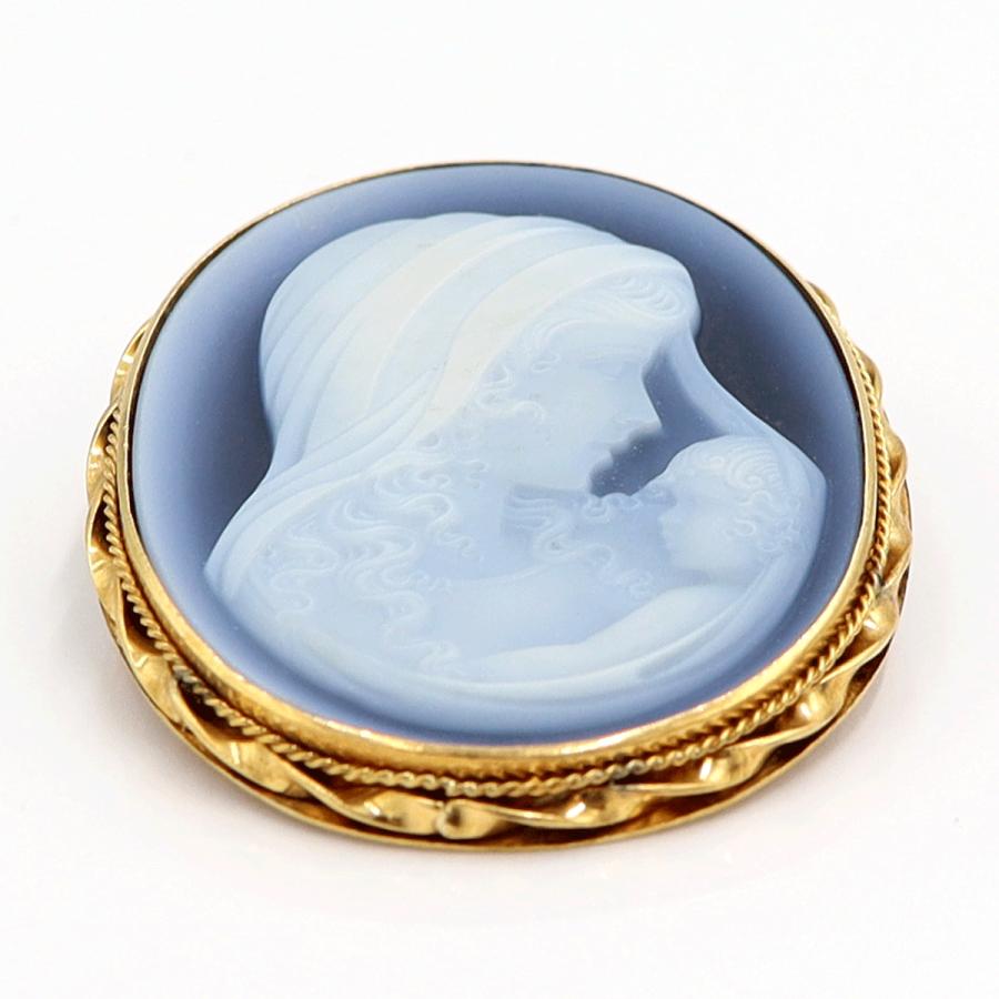 K18枠メノウカメオペンダントブローチ　重量11.15ｇ　レディース（中古）